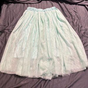Sea green Tulle Midi Skirt